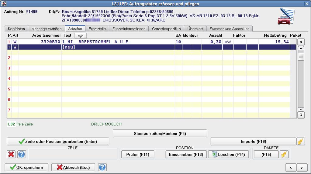 Falls eines der Teile nichtausreichend Bestand aufweist oder die Teilenummer in Loco-Soft