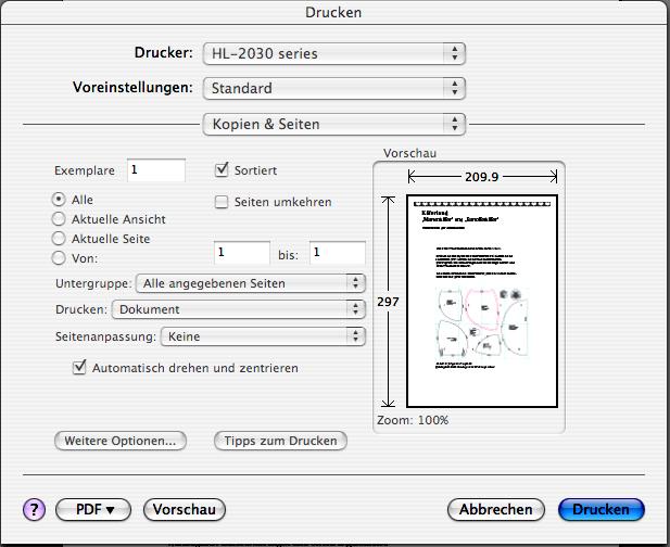 die Druckereinstellungen Druckereinstellungen beachten! Achtung, Druckereinstellungen beachten! A4, zentriert, ohne Seitenanpassung /100% Kontrollstrecken nachmessen!