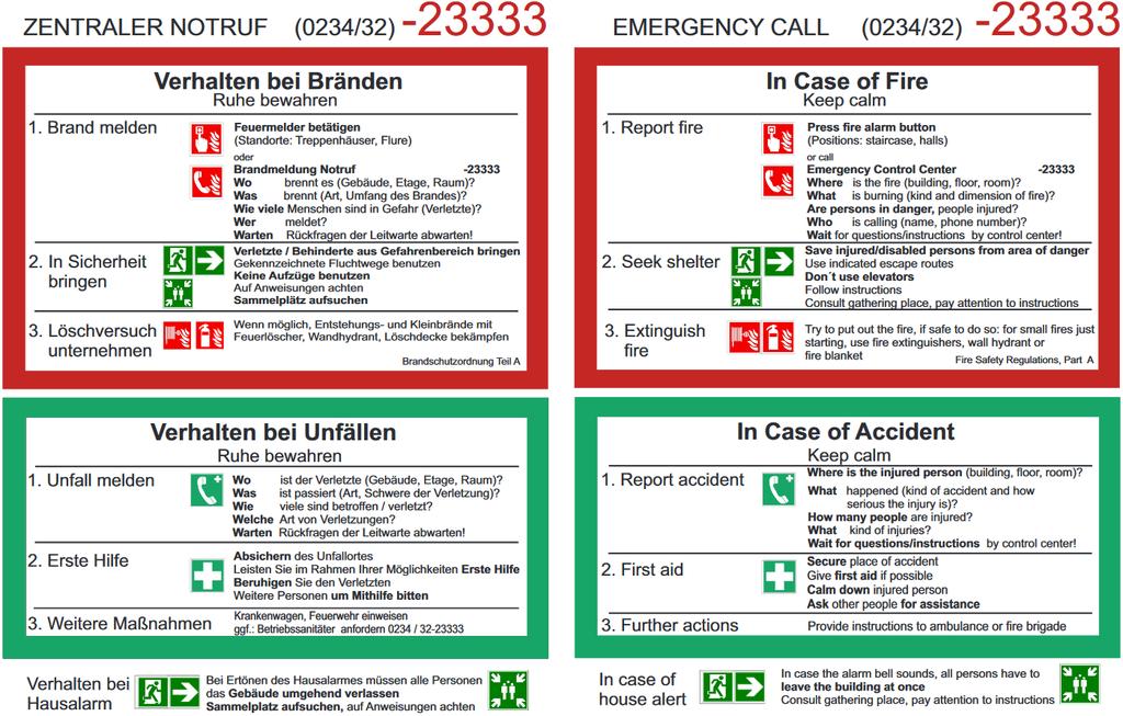 1. Willkommen an der RUB Notfallorganisation Notfallinformationen Achtung: Notrufnummer weicht bei Außenliegenschaften ab. Notruf über 112 absetzen!