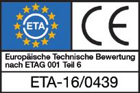 Auszug aus den Anwendungsbedingungen der Europäischen Technischen Bewertung ETA-16/0439 Verwendung als Mehrfachbefestigung von nichttragenden Systemen nach ETAG001, Teil 6.