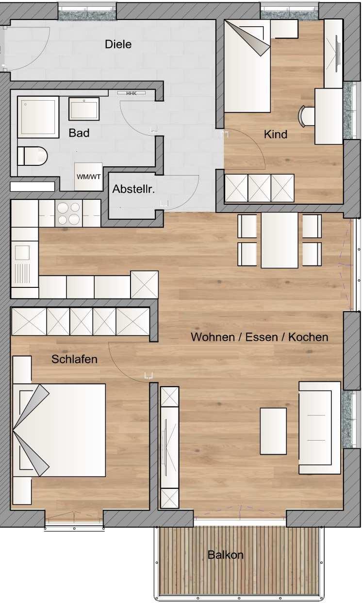 Grundrisse Obergeschoss Wohnung Nr. 10 (3 Zimmer) Diele 09,11 m² Bad 05,81 m² Abstellr.