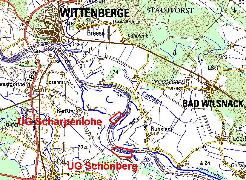 Lage des Untersuchungsgebiets UG Schönberg
