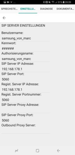 Benutzername: Kennwort: Autorisierungsname: SIP Server IP Adresse: SIP Server Port: Registr. Server IP Adresse: der definiert Benutzername.