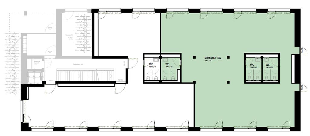 4 PLÄNE Erdgeschoss Mietflächen Haus 16A ca.