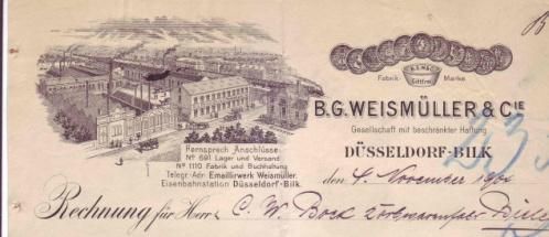 Los 0323 Ausruf: 18 Düsseldorf, 1888: Bockmühl & Bergerhoff, Druck und Litho Ungewöhnliche