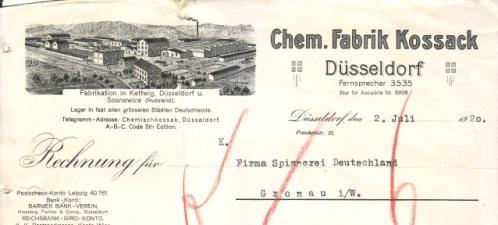 AG, Chemische Produkte + Auftragsbestätigung von 1940 Schematische Fabrikabbildung.