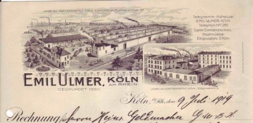 der Fabrik und des Comptoir in Köln am Weißhaus, sowie Fabrik in Hamburg kl. Grasbrook, Freihafen.