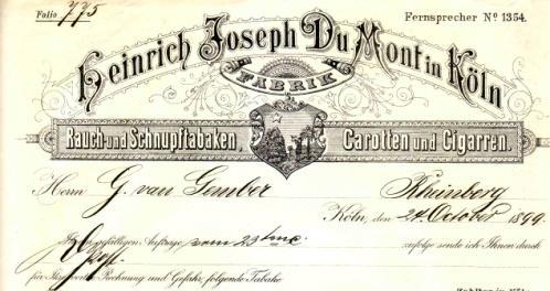 Weiss Original Rechnung der 1854 gegründeten Firma mit Rundvignette Abbildung männlicher Löwe. 1. Januar 1912.