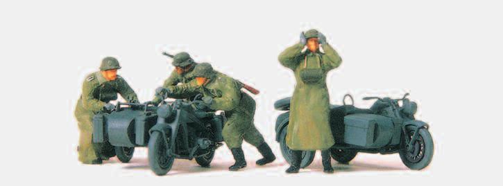 Figuren: Materialfarbe grau Motorcycle crew, mounted.