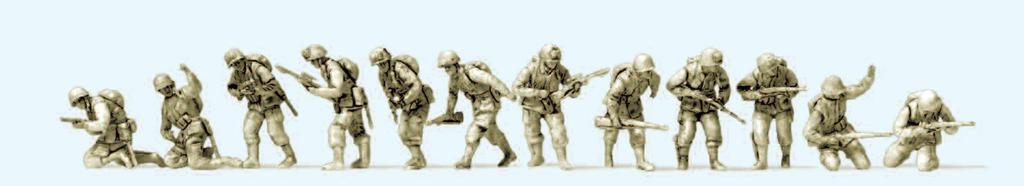 12 unpainted miniature figures. Kit 72548 US-Luftlandetruppen. D-Day 1944. 12 unbemalte Miniaturfiguren. Bausatz US airborne troops, D-Day 1944.