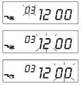 Setzen sie die Einstellungen entsprechend fort oder bewegen Sie den Setup-Schalter zum Beenden nach rechts. 4.3. Einstellen der Uhrzeit + / - Tasten die Nummer 03. 2.