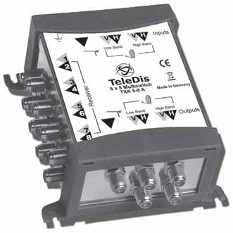 1 2 3 4 5 6 7 8 1 2 3 4 5 6 7 8 1 2 3 4 5 6 7 8 V H V H Inputs Low Band 5 x 8 Multiswitch TXK 5-8 Made in Germany Low Band High Band V H V H Outputs V H V H Inputs Low Band 5 x 8 Multiswitch TXK 5-8