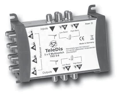 The multiswitch is used for receiving of 4 SAT-IF lines and the terrestrial signals. Per unit max. 8 subscribers/receivers can be attached. TK 5-8 Terr. passiv TK 5-8 T Terr aktiv TKED 5-8 Terr.