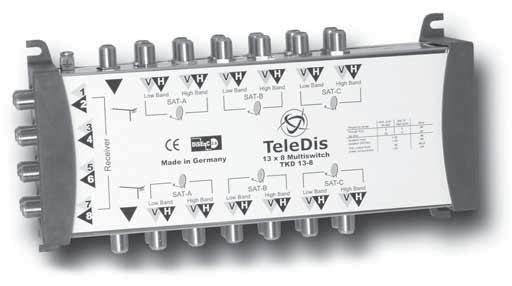 The multiswitch is used for receiving of 12 SAT-IF lines and the terrestrial signals. Per unit max. 8 subscribers/receivers can be attached. TKED 13-8 Terr. passiv TKD 13-8 Terr.