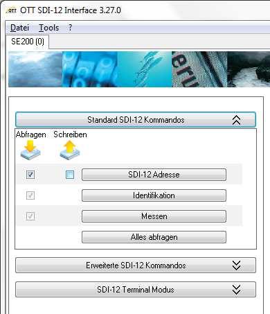4. SDI-12 Slave Adresse ändern Standard SDI-12 Kommandos auswählen und auf