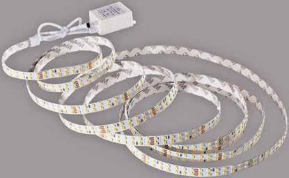 LED-Band LEDlight flex 08 8p, CRI > 90, wärmeleitendes 3M Doppelklebeband, 24 Volt, 19,7W/m, LxBxH 500x0,8x0,14 cm, alle 5 cm trennbar, maximale Länge pro Anschluss 4 m, EEK A+ warmweiß, 2150 Lm/m