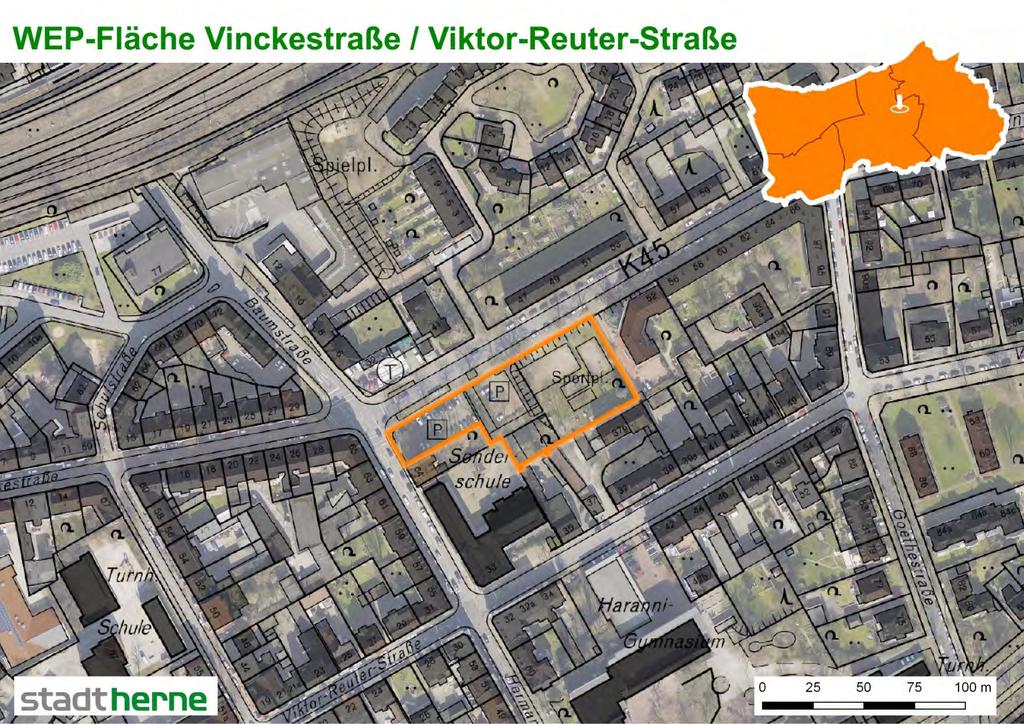 WEP-Fläche Herne-Mitte 4 Vinckestraße / Hermann-Löns-Straße Vinckestraße / Hermann-Löns-Straße Bezirk Herne-Mitte Ortsteil Herne-Mitte 0,41 ha Stadt Herne Nr.