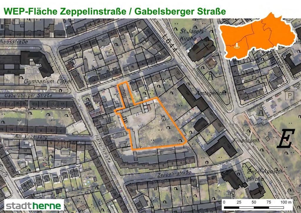 WEP-Fläche Eickel 4 Zeppelinstraße / Gabelsberger Straße Zeppelinstraße / Gabelsberger Straße Bezirk Eickel Ortsteil Wanne-Süd 0,68