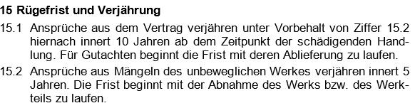 Verjährung Möglichkeit der Anpassung des Werkvertragsrechts AVB zum KBOB Planervertrag Middendorf, Spitzfindiges, 08.18 15 Verjährung AVB LHO 1.9.1 -.