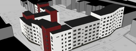Zusatzleistung: 3D-Visualisierung (CAD-Rendering) Hallesche Wohnungsgesellschaft mbh 3D-Ansicht des Gebäudes (nicht maßhaltig; Format JPG/TIFF/PDF/ PSD; optional Film) Dauer: nach Absprache Räumliche