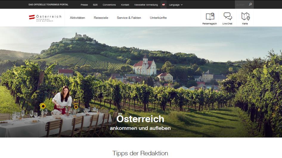 austria.info Saisonale Präsenz Ihre Präsenz auf der Startseite und auf thematisch passenden Seiten der austria.