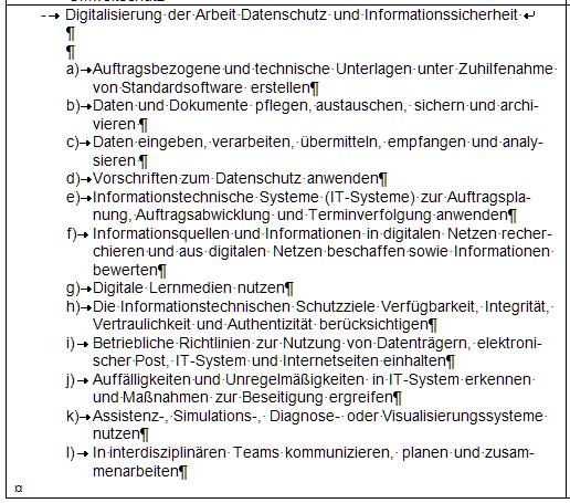 Berufsbildposition ist in der laufenden Ausbildung zu vermitteln Thema der Berufsschule? Berufsspez.