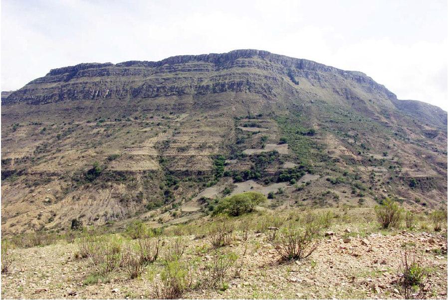 Blick auf den mächtigen Cerro Calle Calle vom Nachbarberg Cerro Salvintayoj Khasa Anzahl unterschiedlicher Fundorte. Von ihm wissen wir, dass S. tarabucoensis var.