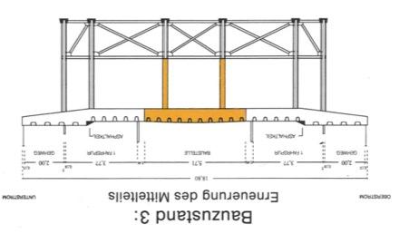 - Die Brücke wurde nach den gültigen Lastnormen DIN 1072 entsprechend dem Lastbild für Bundesfernstraßen SLW 60/30 ausgelegt.