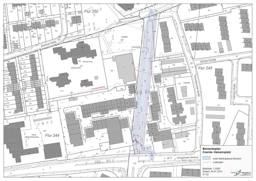 Stärkung des Stadtteilzentzrums Bebauungsplan Hamannplatz Rahmen durch Versorgungsleitungen /
