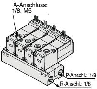 Anschluss A: Rc1/8 M5 x 08 Anschluss R: Rc1/8 Anschluss P: Rc1/8 Anschluss R: Rc1/8 Anschluss A: Rc1/8 Anschluss P: Rc1/8 Anschluss R: Rc1/8 Anschluss P: Rc1/8 Anschluss R: Rc1/8