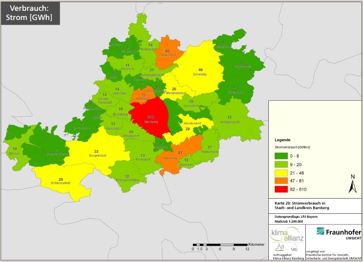 Bild 1-4: Stromverbrauch in Stadt und Landkreis Bamberg Kap.