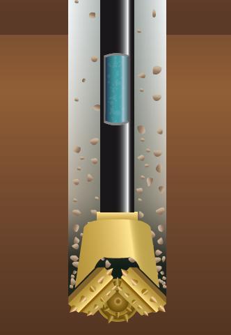 Rotary-Spülbohrung Bohrvortrieb im Spülbohr-Verfahren Bohrvortrieb und Gesteins- Zerkleinerung mit Meissel Bohrspülung für Bohrlochstabilisierung (450 bar