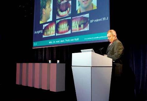 Trutz von Koß (Mitte) aus Greifswald mit seiner Arbeit Orale Rehabilitation dentalerskelettaler Dysharmonien unter Verwendung von