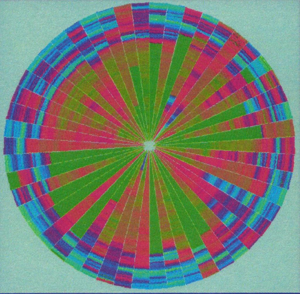 Kreissegmente Beispiel Kreissegmente stellen 50 Aktien über 20 Jahre dar Die Anordnung der Pixel beginnt im Zentrum des Kreises und setzt sich nach außen fort indem auf einer Senkrechten zur