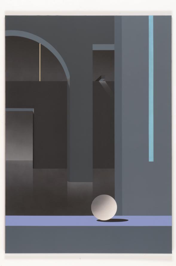 Ben Willikens (1939 Leipzig lebt in Stuttgart u. München) Raum 766. Nacht Cut. 2011 Acryl, Print auf Leinwand. 140 x 200 cm Kat.-Nr.
