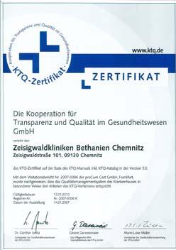 D-6 Bewertung des Qualitätsmanagements Zertifizierungen Zertifizierung nach KTQ Im Rahmen der Vorbereitung auf die Zertifizierung erfolgten 2003 und 2006 die Selbstbewertungen mit anschließender
