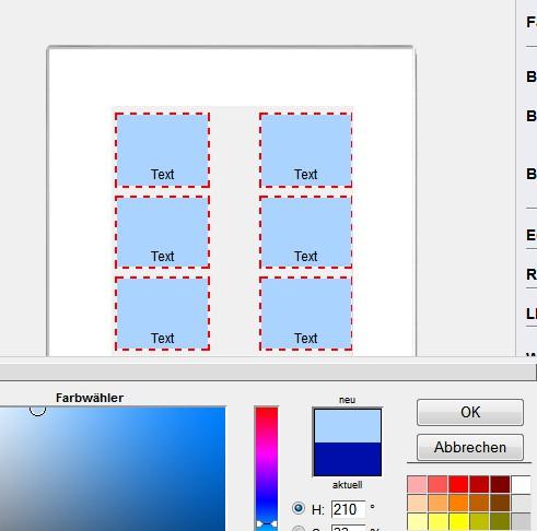 3.2 Tasten-Design Taste/n durch Klick aus- und abwählbar Markierung notwendig für: Farbe Bild Bildskalierung Bildposition Ecken Rahmen 3.2.1 Tastenfarbe Erläuterung zu Farbwähler siehe 3.