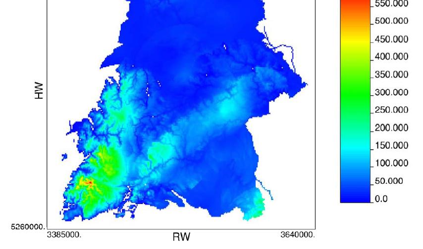 (Schnee- Wasseräquivalente und Schneehöhe) in der