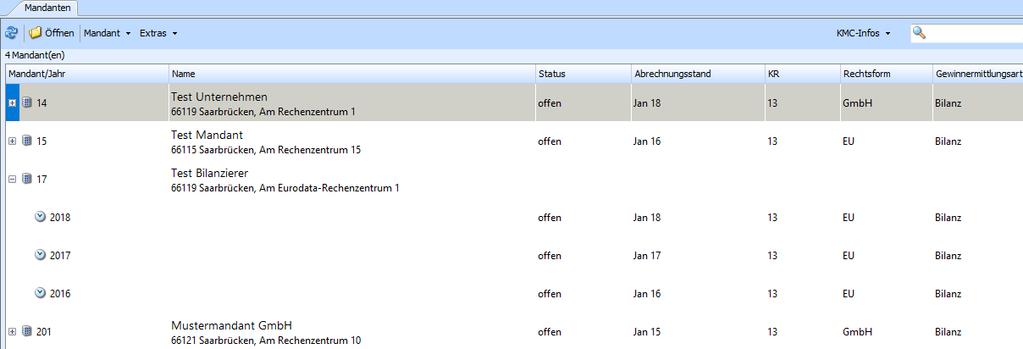 1 Allgemein Mandantenübersicht mit mehr Informationen Adressinformationen des Mandanten Die Mandantenübersicht enthält ab sofort mehr Informationen.