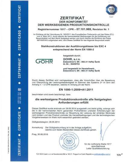ZERTIFIKATE STN EN ISO 9001:2016 Qualitätsmanagement EN