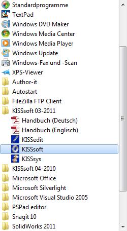 Abbildung 2.1 Starten von KISSsoft, Startfenster 3 Eingabe der Daten 3.