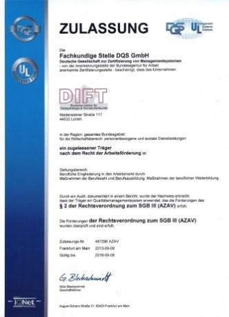 (Zertifizierung durch ISO 9001:2008 Qualitätsmanagement & 84 SGB III 7-8-9 der