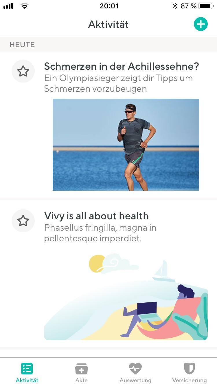 Aktivitätenleiste der Vivy App schicken.