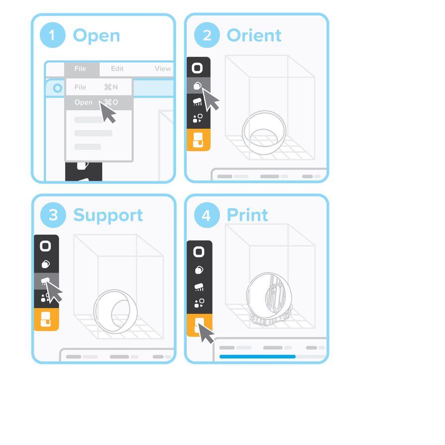 Öffnen Sie Ihre STL- oder OBJ-Dateien. Die meisten Teile werden besser gedruckt, wenn eine Winkelneigung unterstützt wird.