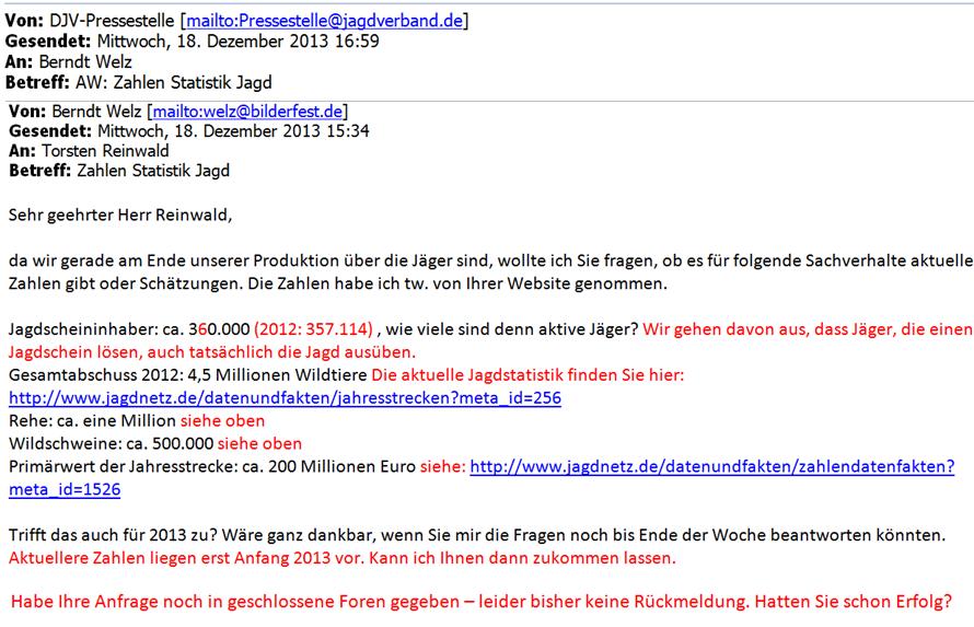 Herr Reinwald (DJV) beantwortet auch diese Anfrage von Herrn Welz (ZDF)