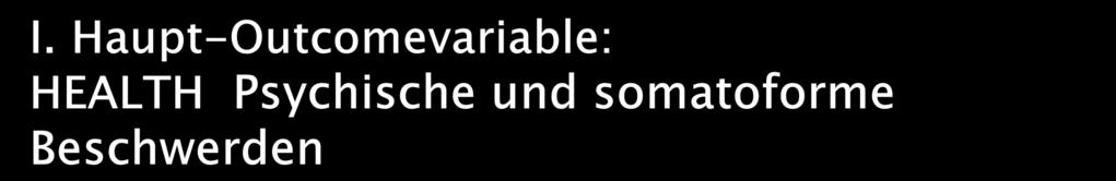 initialer HEALTH Psychische und somatoforme Beschwerden Patientengruppen Mittelwert Standardabweichung N WL/PBS-Abbruch 0,9918