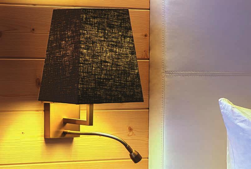 Einführung introduction Knapstein Objektleuchten im Hotel Golfhotel Les Hauts de Gstaad & Spa, CH - Saanenmöser Bettkopf Leseleuchten und dazu passende Steh- und Tischleuchten in bronze mit einem