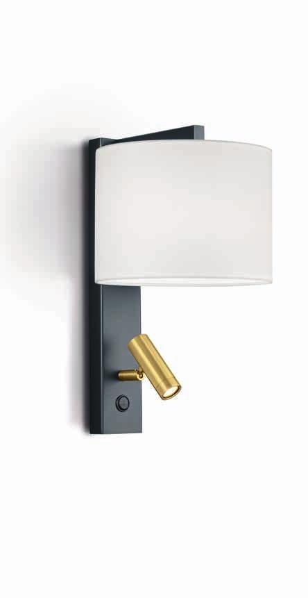 Wandleuchten wall lamps Einführung 21.846.37 schwarz-messing matt black-brass dull Leuchtmittel lamp 1 x E27 LED excl. -Leselicht - reading lamp 2,6 W LED 300 lm - 2.