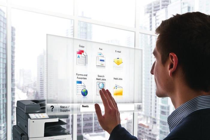 Lexmark X950 Serie : Einfacher Zugriff auf Produktivitätsfunktionen Bedienung per Touchscreen Der Lexmark Farb-Touchscreen stellt den zentralen Zugriffspunkt auf Ihr Multifunktionsgerät bereit.