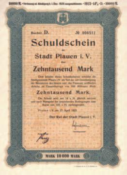 652 Nr. 652 Schätzpreis: 250,00 EUR Startpreis: 90,00 EUR Stadt Magdeburg (Anleihe von 1913) 4 % Schuldv. Abt. III. Lit. E. 200 Mark, Nr. 109166 1.7.